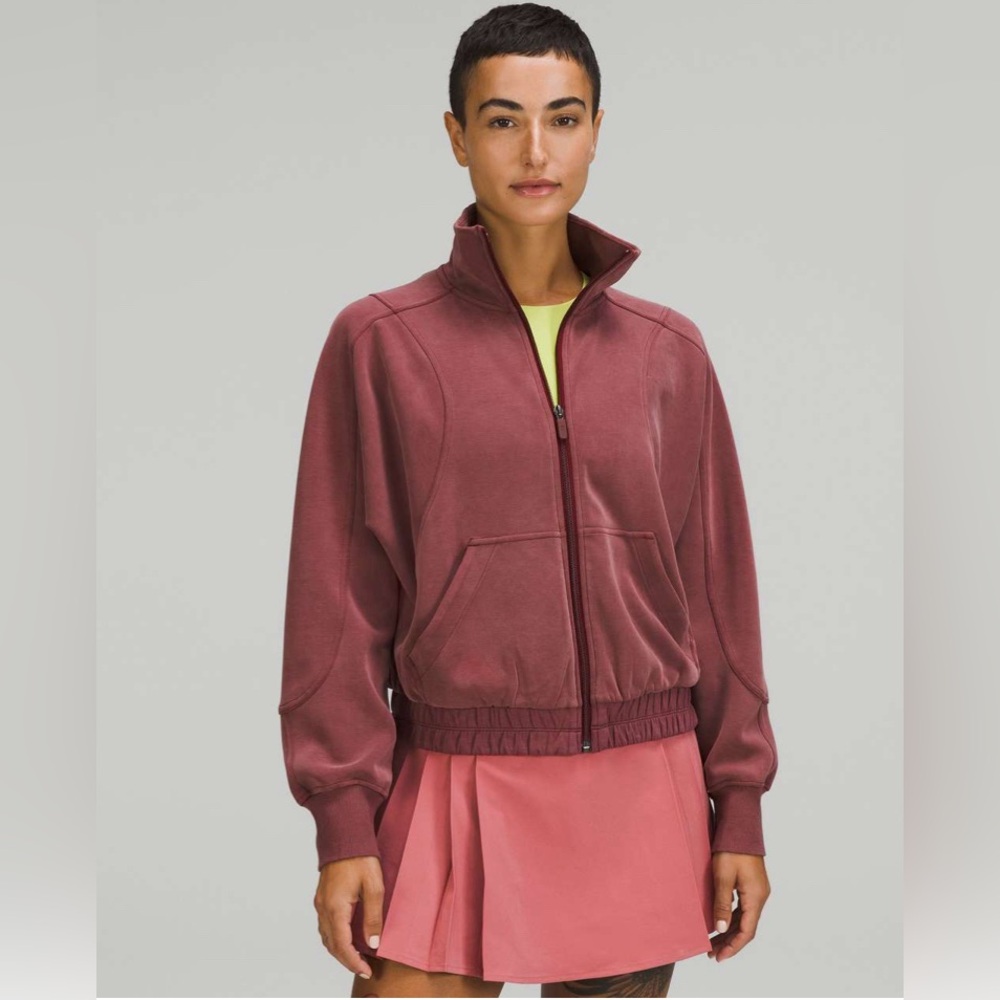 Lululemon Brushed Softstreme‎ Funnel Neck Full Zip Red Merlot